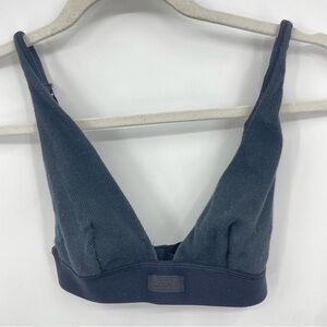 SKIMS Cotton Plunge Bralette ribbed bra black Sz XXS